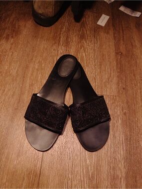 Y2K Whimsigoth GUESS Black Women's Beaded Slide Sandals